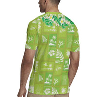 Aloha Hawaii Tuberose Lei Rugby Jersey Tropical Vibes Green Color LT14 - Polynesian Pride
