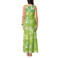Aloha Hawaii Tuberose Lei Tank Maxi Dress Tropical Vibes Green Color - Polynesian Pride