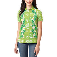 Aloha Hawaii Tuberose Lei Women Polo Shirt Tropical Vibes Green Color - Polynesian Pride