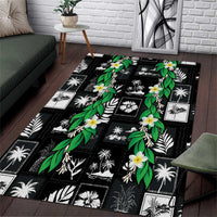 Aloha Hawaii Tuberose Lei Area Rug Tropical Vibes Black Color - Polynesian Pride