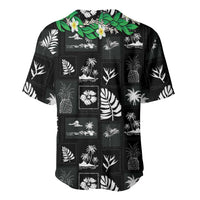 Aloha Hawaii Tuberose Lei Baseball Jersey Tropical Vibes Black Color - Polynesian Pride