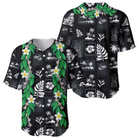 Aloha Hawaii Tuberose Lei Baseball Jersey Tropical Vibes Black Color - Polynesian Pride