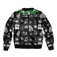 Aloha Hawaii Tuberose Lei Bomber Jacket Tropical Vibes Black Color - Polynesian Pride