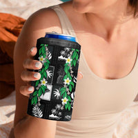 Aloha Hawaii Tuberose Lei 4 in 1 Can Cooler Tumbler Tropical Vibes Black Color - Polynesian Pride