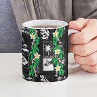 Aloha Hawaii Tuberose Lei Ceramic Mug Tropical Vibes Black Color - Polynesian Pride