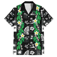 Aloha Hawaii Tuberose Lei Family Matching Off Shoulder Maxi Dress and Hawaiian Shirt Tropical Vibes Black Color - Polynesian Pride