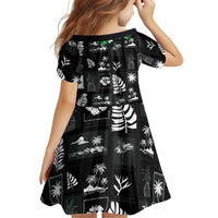 Aloha Hawaii Tuberose Lei Family Matching Puletasi and Hawaiian Shirt Tropical Vibes Black Color - Polynesian Pride