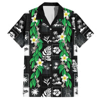 Aloha Hawaii Tuberose Lei Family Matching Tank Maxi Dress and Hawaiian Shirt Tropical Vibes Black Color - Polynesian Pride