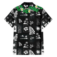 Aloha Hawaii Tuberose Lei Family Matching Tank Maxi Dress and Hawaiian Shirt Tropical Vibes Black Color - Polynesian Pride