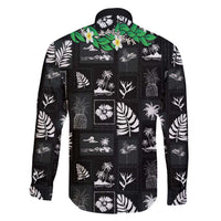 Aloha Hawaii Tuberose Lei Family Matching Tank Maxi Dress and Hawaiian Shirt Tropical Vibes Black Color - Polynesian Pride