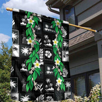 Aloha Hawaii Tuberose Lei Garden Flag Tropical Vibes Black Color - Polynesian Pride