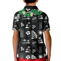 Aloha Hawaii Tuberose Lei Kid Polo Shirt Tropical Vibes Black Color - Polynesian Pride