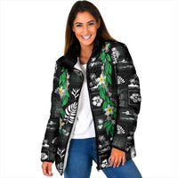 Aloha Hawaii Tuberose Lei Padded Jacket Tropical Vibes Black Color - Polynesian Pride