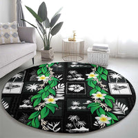 Aloha Hawaii Tuberose Lei Round Carpet Tropical Vibes Black Color - Polynesian Pride