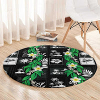 Aloha Hawaii Tuberose Lei Round Carpet Tropical Vibes Black Color - Polynesian Pride