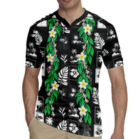 Aloha Hawaii Tuberose Lei Rugby Jersey Tropical Vibes Black Color LT14 - Polynesian Pride
