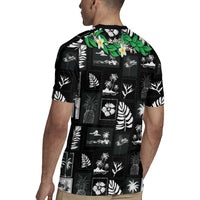 Aloha Hawaii Tuberose Lei Rugby Jersey Tropical Vibes Black Color LT14 - Polynesian Pride