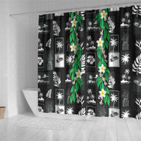 Aloha Hawaii Tuberose Lei Shower Curtain Tropical Vibes Black Color - Polynesian Pride