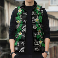Aloha Hawaii Tuberose Lei Sleeveless Puffer Jacket Tropical Vibes Black Color - Polynesian Pride