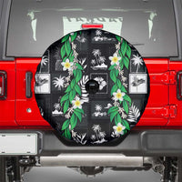 Aloha Hawaii Tuberose Lei Spare Tire Cover Tropical Vibes Black Color - Polynesian Pride