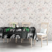 Aloha Hawaii Tuberose Lei Tablecloth Tropical Vibes Black Color - Polynesian Pride