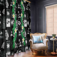 Aloha Hawaii Tuberose Lei Window Curtain Tropical Vibes Black Color - Polynesian Pride