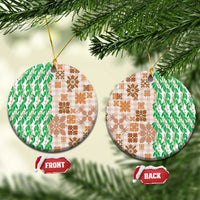 Aloha Hawaii Palaka Tuberose Lei Ceramic Ornament Hawaiian Quilt Seamless Style - Polynesian Pride