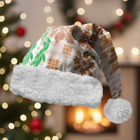 Aloha Hawaii Palaka Tuberose Lei Christmas Santa Hat Hawaiian Quilt Seamless Style LT14 With Fur Beige - Polynesian Pride