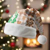Aloha Hawaii Palaka Tuberose Lei Christmas Santa Hat Hawaiian Quilt Seamless Style LT14 Without Fur Beige - Polynesian Pride