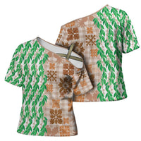 Aloha Hawaii Palaka Tuberose Lei Cross Shoulder Shirt Hawaiian Quilt Seamless Style LT14 - Polynesian Pride
