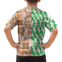 Aloha Hawaii Palaka Tuberose Lei Family Matching Long Sleeve Bodycon Dress and Hawaiian Shirt Hawaiian Quilt Seamless Style - Polynesian Pride