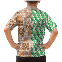 Aloha Hawaii Palaka Tuberose Lei Family Matching Mermaid Dress and Hawaiian Shirt Hawaiian Quilt Seamless Style - Polynesian Pride