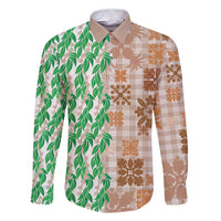 Aloha Hawaii Palaka Tuberose Lei Family Matching Mermaid Dress and Hawaiian Shirt Hawaiian Quilt Seamless Style - Polynesian Pride