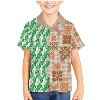 Aloha Hawaii Palaka Tuberose Lei Family Matching Mermaid Dress and Hawaiian Shirt Hawaiian Quilt Seamless Style - Polynesian Pride