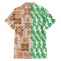 Aloha Hawaii Palaka Tuberose Lei Family Matching Off Shoulder Short Dress and Hawaiian Shirt Hawaiian Quilt Seamless Style - Polynesian Pride