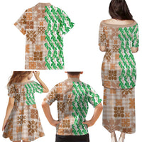 Aloha Hawaii Palaka Tuberose Lei Family Matching Puletasi and Hawaiian Shirt Hawaiian Quilt Seamless Style - Polynesian Pride