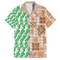 Aloha Hawaii Palaka Tuberose Lei Family Matching Puletasi and Hawaiian Shirt Hawaiian Quilt Seamless Style - Polynesian Pride