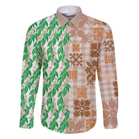 Aloha Hawaii Palaka Tuberose Lei Family Matching Short Sleeve Bodycon Dress and Hawaiian Shirt Hawaiian Quilt Seamless Style - Polynesian Pride