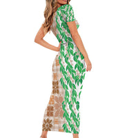 Aloha Hawaii Palaka Tuberose Lei Family Matching Short Sleeve Bodycon Dress and Hawaiian Shirt Hawaiian Quilt Seamless Style - Polynesian Pride