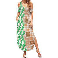 Aloha Hawaii Palaka Tuberose Lei Family Matching Summer Maxi Dress and Hawaiian Shirt Hawaiian Quilt Seamless Style - Polynesian Pride
