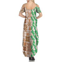 Aloha Hawaii Palaka Tuberose Lei Family Matching Summer Maxi Dress and Hawaiian Shirt Hawaiian Quilt Seamless Style - Polynesian Pride