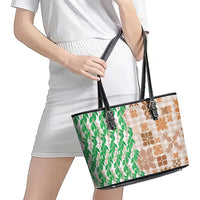 Aloha Hawaii Palaka Tuberose Lei Leather Tote Bag Hawaiian Quilt Seamless Style - Polynesian Pride