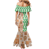 Aloha Hawaii Palaka Tuberose Lei Mermaid Dress Hawaiian Quilt Seamless Style - Polynesian Pride