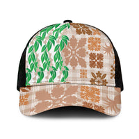 Aloha Hawaii Palaka Tuberose Lei Mesh Trucker Cap Hawaiian Quilt Seamless Style - Polynesian Pride