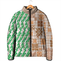Aloha Hawaii Palaka Tuberose Lei Padded Jacket Hawaiian Quilt Seamless Style - Polynesian Pride