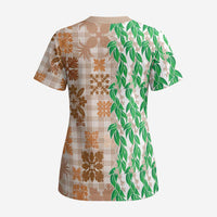 Aloha Hawaii Palaka Tuberose Lei Scrub Top Hawaiian Quilt Seamless Style - Polynesian Pride