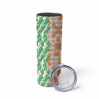 Aloha Hawaii Palaka Tuberose Lei Skinny Tumbler Hawaiian Quilt Seamless Style - Polynesian Pride