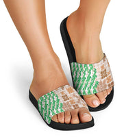 Aloha Hawaii Palaka Tuberose Lei Slide Sandals Hawaiian Quilt Seamless Style - Polynesian Pride