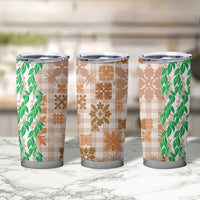 Aloha Hawaii Palaka Tuberose Lei Tumbler Cup Hawaiian Quilt Seamless Style - Polynesian Pride