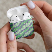 Pastel Green Hawaii Palaka Honohono Pikake AirPods Case Hawaiian Orchid Lei Polynesian Pattern LT14 - Polynesian Pride